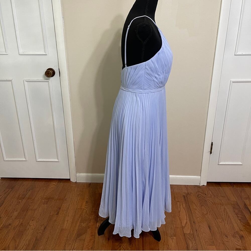 AZAZIE DASHA Pleated Below Knee Chiffon A-Line Dress Sky Blue Size 6 - Picture 8 of 10